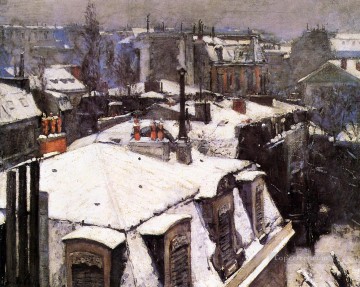 Gustave Caillebotte Painting - Rooftops Under Snow Gustave Caillebotte